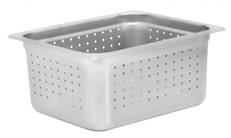 Half-size, 25-gauge Stainless Steel Perforated Steam Table Pan with 6" Deep